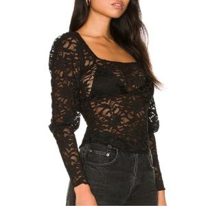 Free People Women's Black Lace Top Size Extra Small NEW